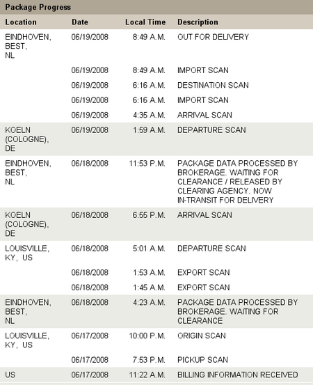 UPS Tracking Info (Klik voor grotere versie)