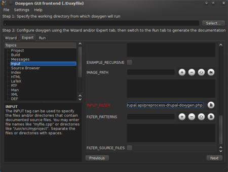 Doxywizard - INPUT_FILTER setting